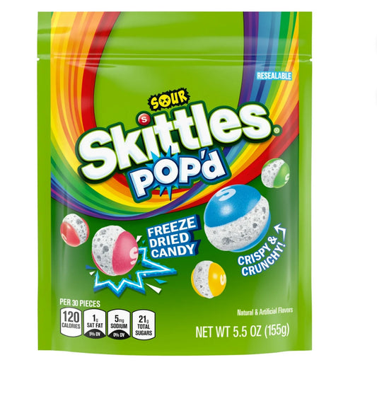 SKITTLES POP'D  Freeze Dried Candy - 5.5 oz Bag