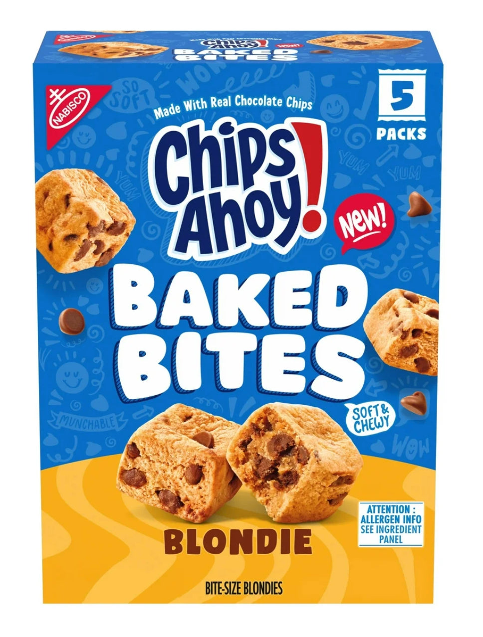 CHIPS AHOY! Chocolate Chip Cake Bites, Baked Blondie, 5 - 1.5 oz Packs