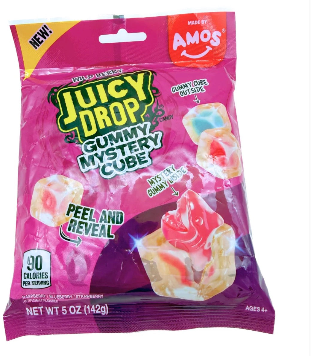 AMOS Wild Berry Juicy Drop Mystery Cube Gummy Candy - 5oz
