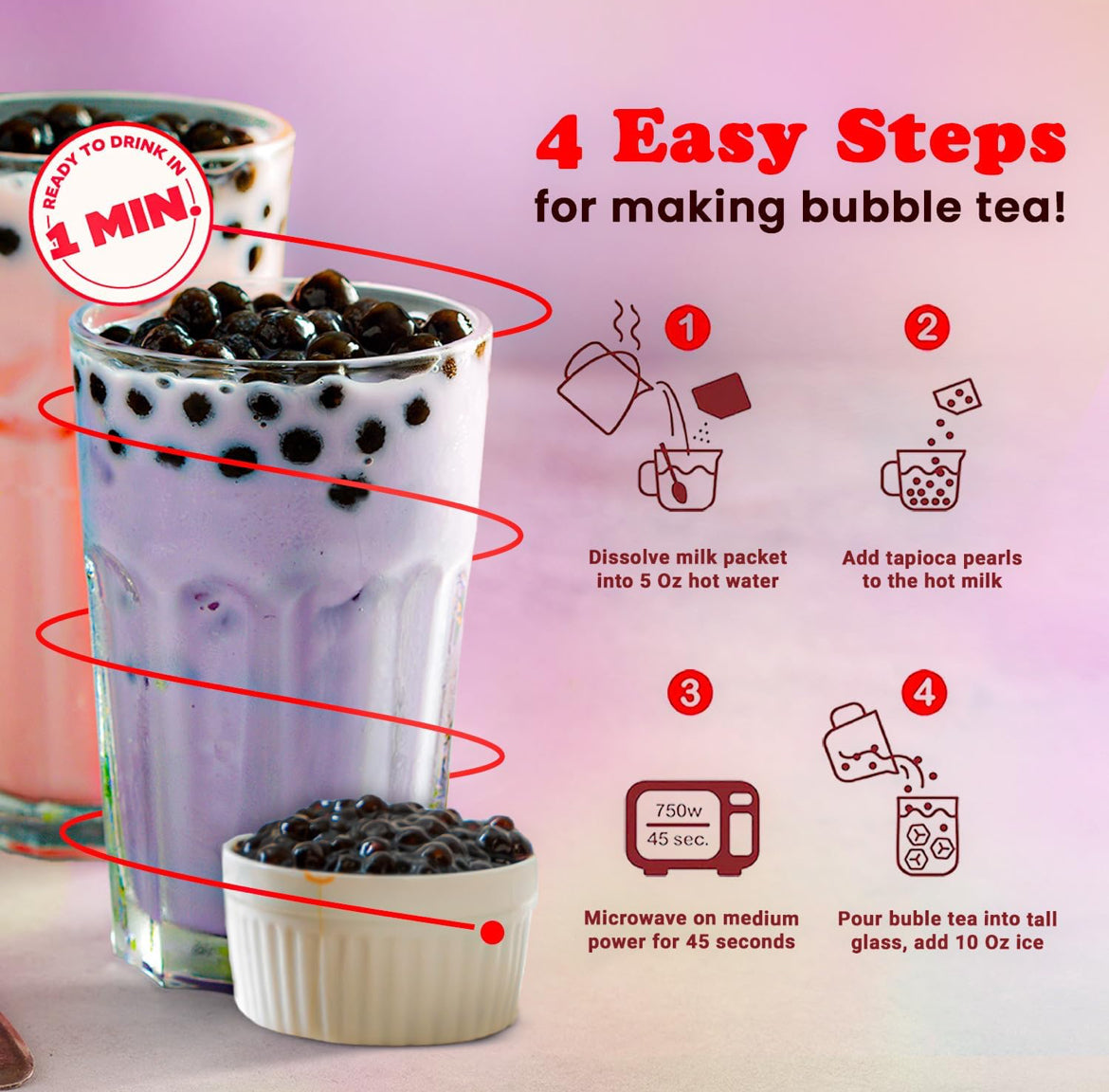 Pocas Bubble Tea Kit,  – Instant Milk Tea Powder with Authentic Tapioca Pearls for Instant Bubble Tea,