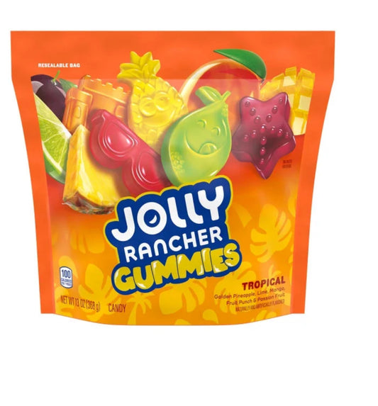 JOLLY RANCHER Gummies Tropical Fruit Flavored Candy Bag, 13 oz