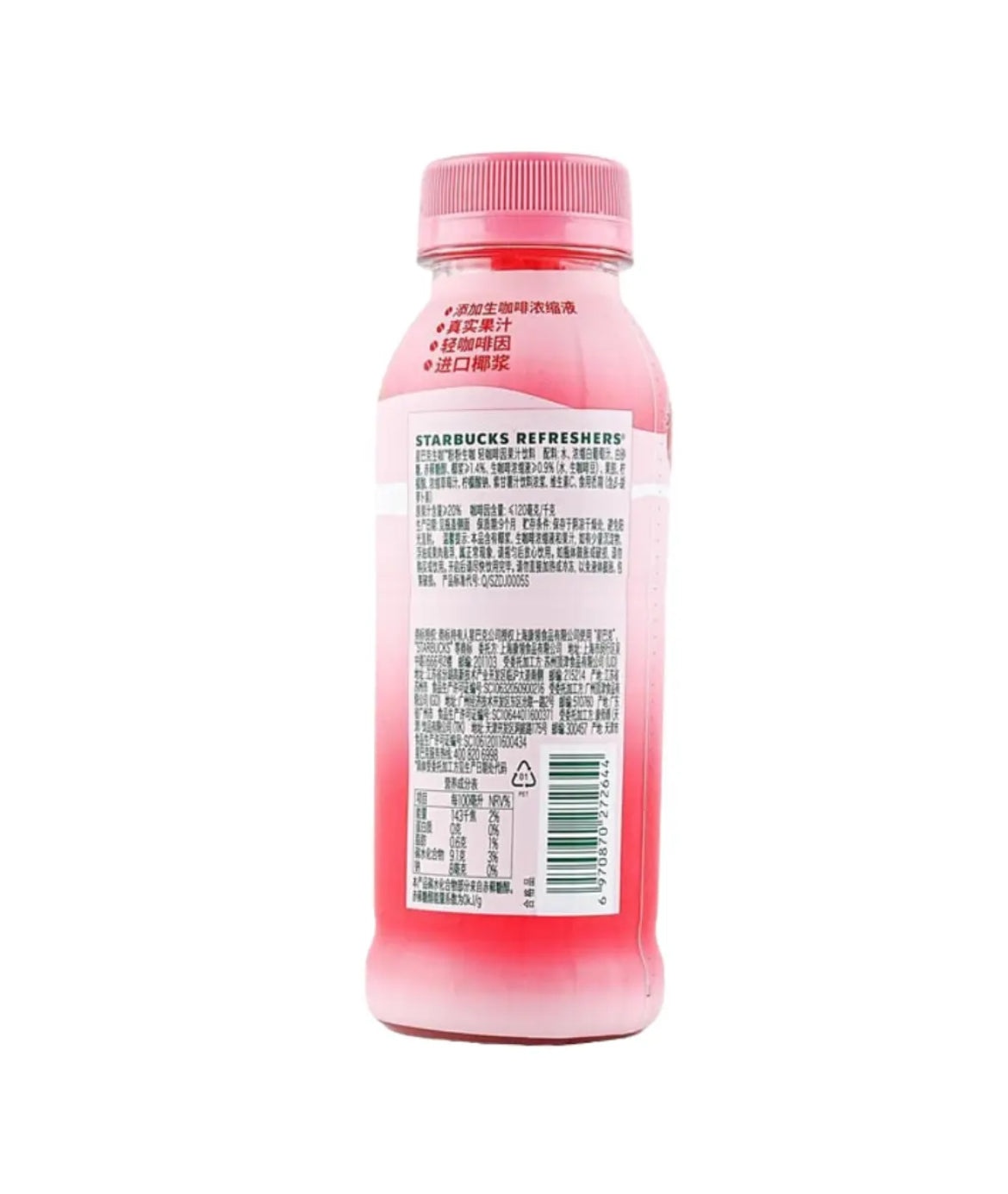 Starbucks Refreshers - Pink green coffee strawberry flavor