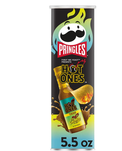 Pringles Hot Ones Los Calientes Verde Potato Crisps Chips, Spicy Snacks, 5.5 oz