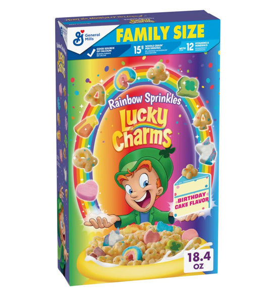 Lucky Charms Rainbow Sprinkles Cereal with Marshmallows, Family Size
