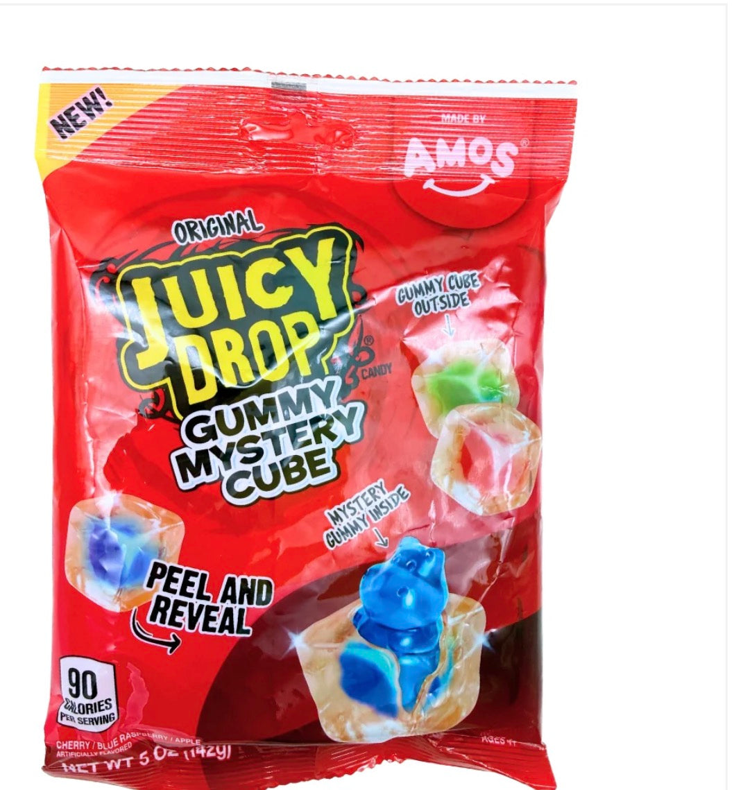 AMOS ORIGINAL JUICY DROP MYSTERY CUBE GUMMY CANDY - 5OZ