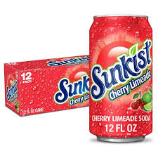 Sunkist Caffeine Free Cherry Lemonade Soda Pop, 12 fl oz,